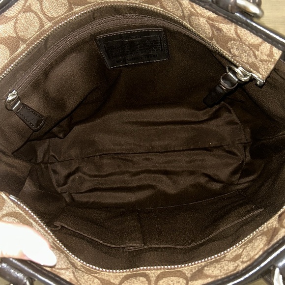 Authentic Coach F18917 Peyton Signature Logo Heritage Handbag Tote Brown Vtg Y2K - Picture 10 of 11